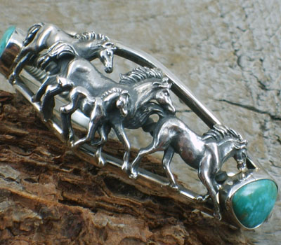 wild horses sterling and turquoise cuff bracelet.jpg